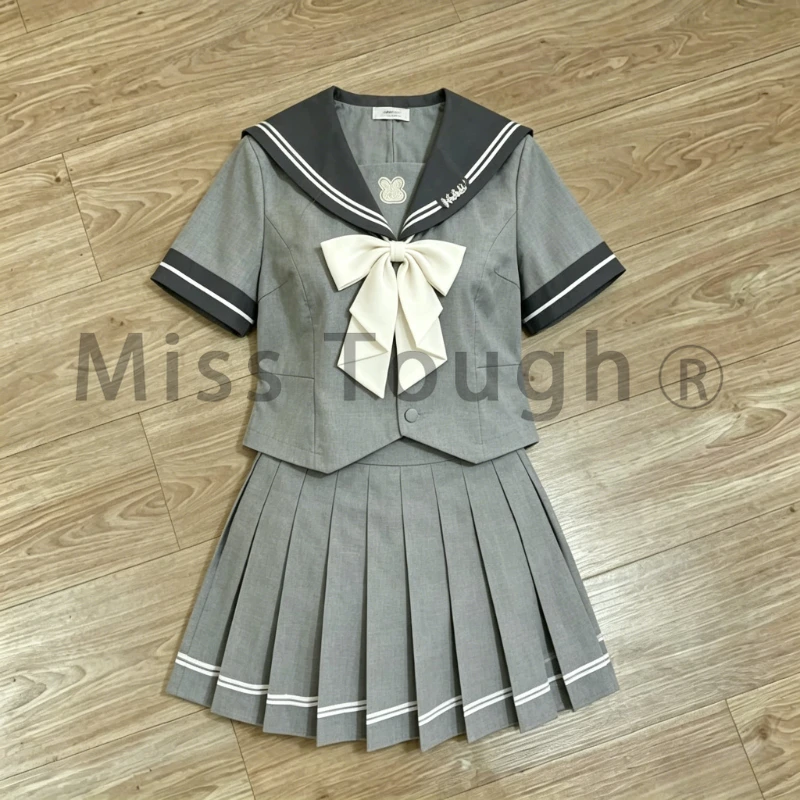 Japanese Kawaii Preppy Style Women 2 Piece Sets Sailor Collar Bow T-shirt + Rabbit Pleated Skirt JK Daily Campus Streetwear 2026
Japanese Kawaii Preppy Style Women 2 Piece Sets Sailor Collar Bow T-shirt + Rabbit Pleated Skirt JK Daily Campus Streetwear 2026