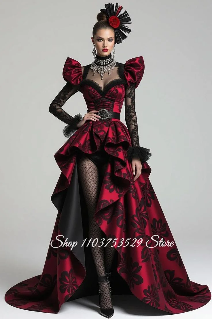 Customized Burgundy Lace Print Evening Gown Floral Print Side-Slit Corset Ball Gown Homecoming Dance Dress Birthday Party Dress
Customized Burgundy Lace Print Evening Gown Floral Print Side-Slit Corset Ball Gown Homecoming Dance Dress Birthday Party Dress