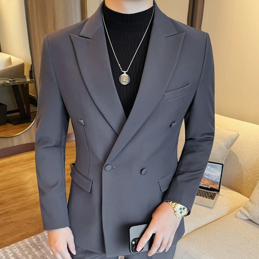 British Style Men's Suit Jackets Double Breasted Slim Fit Elastic Suit Jacket Casual Business Wedding Groom Blazer Masculino
British Style Men's Suit Jackets Double Breasted Slim Fit Elastic Suit Jacket Casual Business Wedding Groom Blazer Masculino