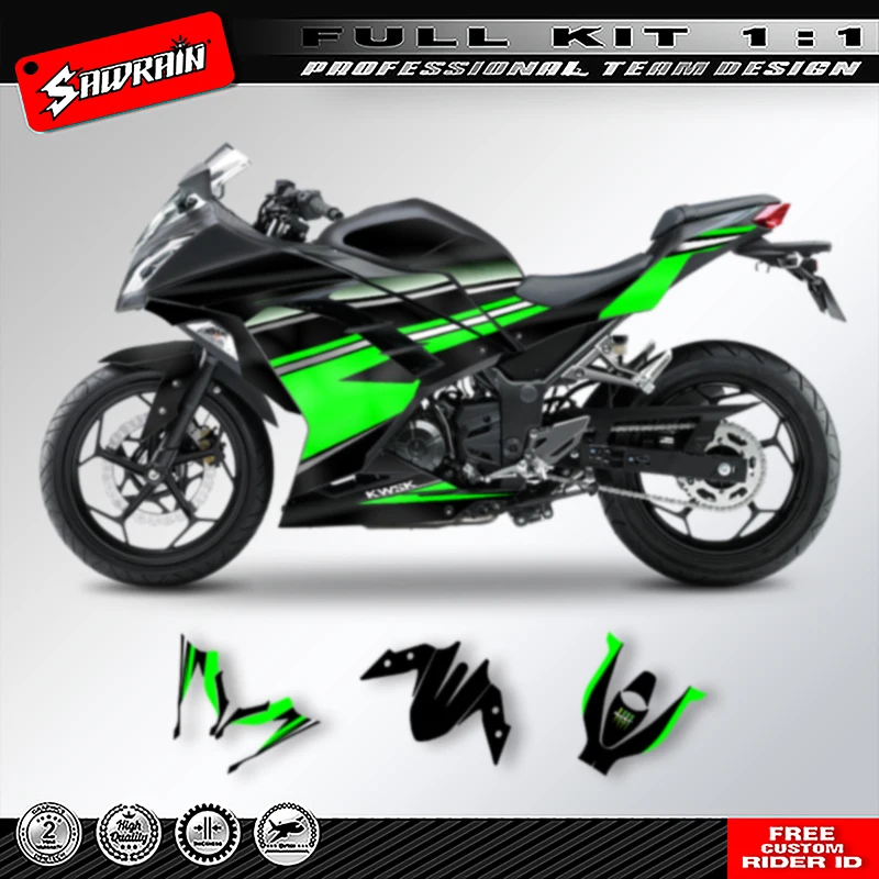 Sawrain Custom Team Motorcycle Graphics Backgrounds Adhesive Decals Kit For KAWASAKI ninja 250 300 2015 2016 2017-2020 001
Sawrain Custom Team Motorcycle Graphics Backgrounds Adhesive Decals Kit For KAWASAKI ninja 250 300 2015 2016 2017-2020 001