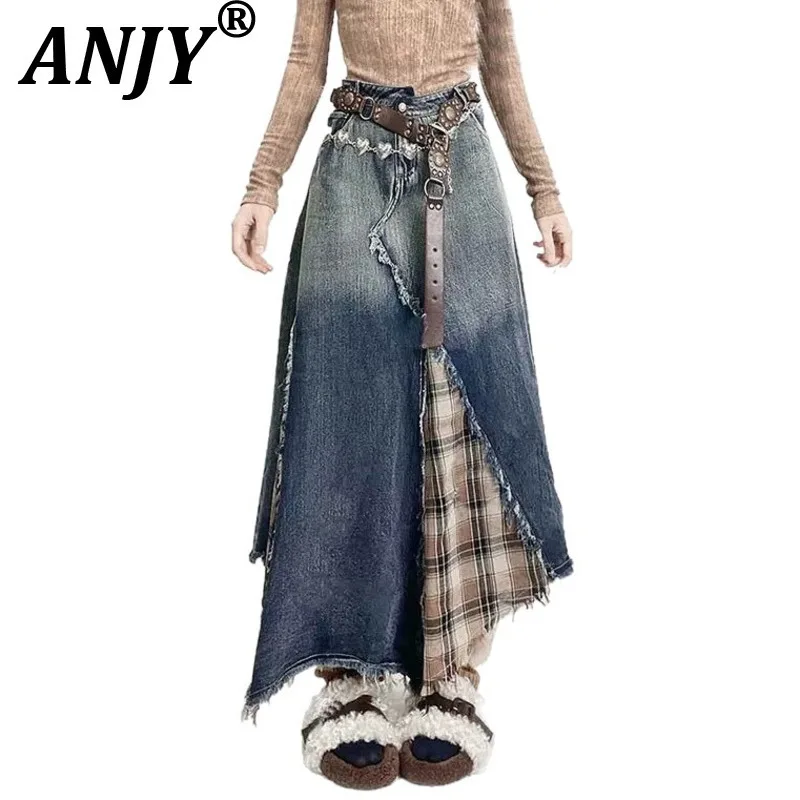 ANJY Autumn New Women Chic Skirt Plaid Patchwork Denim Asymmetrical Design A-Line Streetwear Vintage Stylish Casual Skirts A9908
ANJY Autumn New Women Chic Skirt Plaid Patchwork Denim Asymmetrical Design A-Line Streetwear Vintage Stylish Casual Skirts A9908