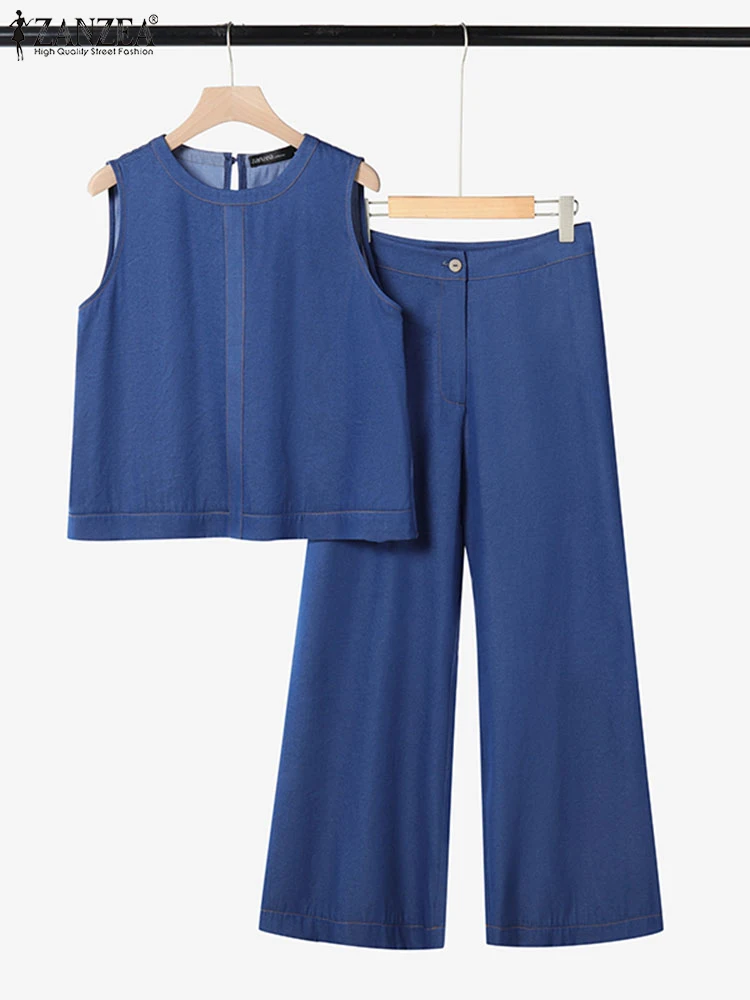 ZANZEA Women Demin Suits Casual Office Work Wide Leg Jeans Sets 2025 Fashion Summer Sleeveless Tank Tops Long Flare Trousers 2PC
ZANZEA Women Demin Suits Casual Office Work Wide Leg Jeans Sets 2025 Fashion Summer Sleeveless Tank Tops Long Flare Trousers 2PC
