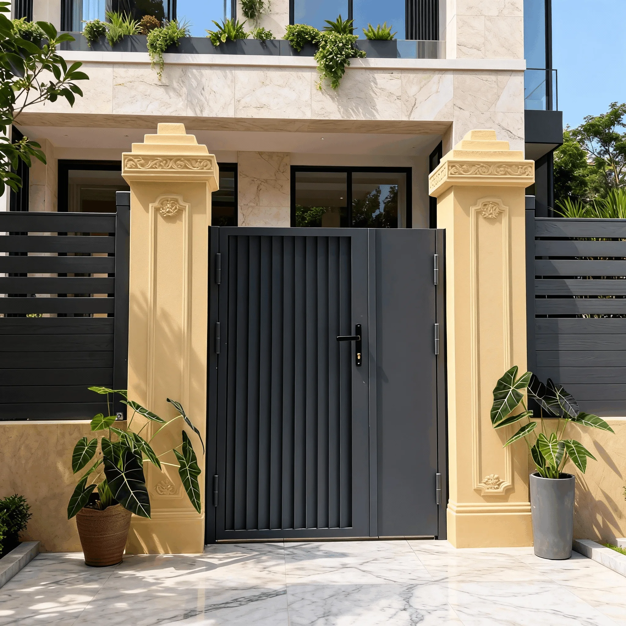 Automatic Swing Opening Aluminum Alloy Vertical Blinds Villa Courtyard Gate for Outdoor Garden or Rural Self-built Door
Automatic Swing Opening Aluminum Alloy Vertical Blinds Villa Courtyard Gate for Outdoor Garden or Rural Self-built Door
