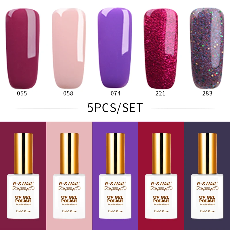 RS NAIL 15ml Nail Gel Polish 5CS Nail Polish Set Colorful Glitter Nail Gel Kit Vernis Semi Permanent Manicure Soak Off UV Gel
RS NAIL 15ml Nail Gel Polish 5CS Nail Polish Set Colorful Glitter Nail Gel Kit Vernis Semi Permanent Manicure Soak Off UV Gel
