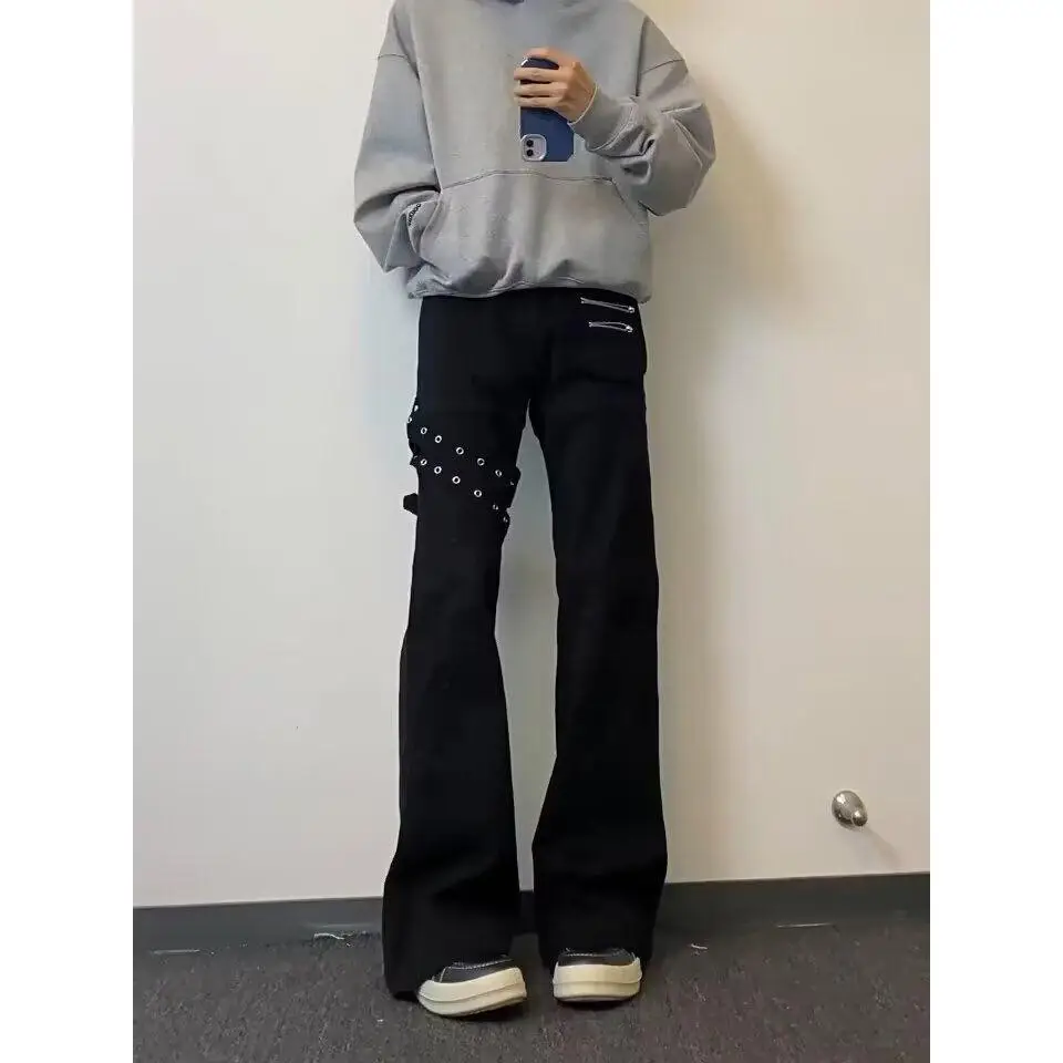 Black Straight Leg Jeans Men's Rivet Design Star Weave Belt Drapey Long Pants High Waist Zipper Closure Casual Style
Black Straight Leg Jeans Men's Rivet Design Star Weave Belt Drapey Long Pants High Waist Zipper Closure Casual Style