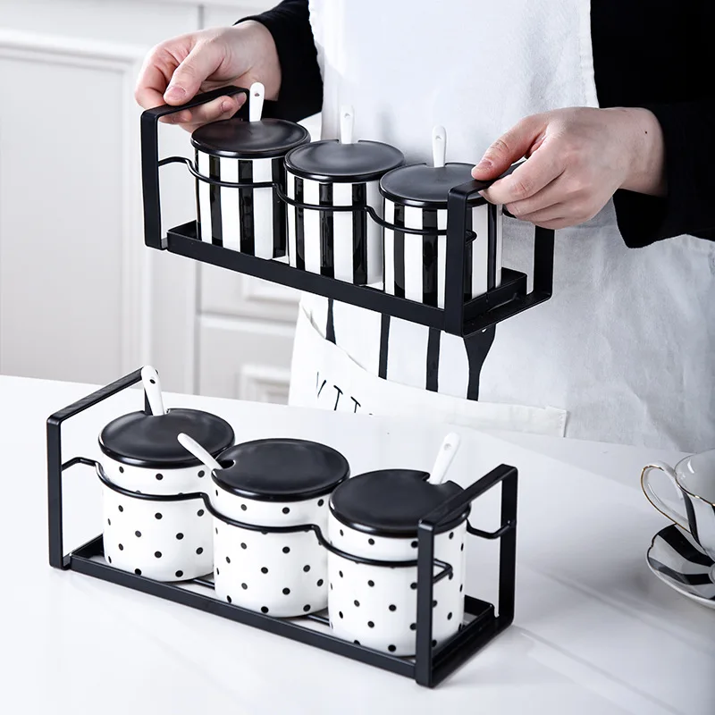 Ceramic Seasoning Pot Set Seasoning Box Kitchen Seasoning Box Salt Pot Sugar Seasoning Bottle With Iron Frame Seasoning TankZC78
Ceramic Seasoning Pot Set Seasoning Box Kitchen Seasoning Box Salt Pot Sugar Seasoning Bottle With Iron Frame Seasoning TankZC78