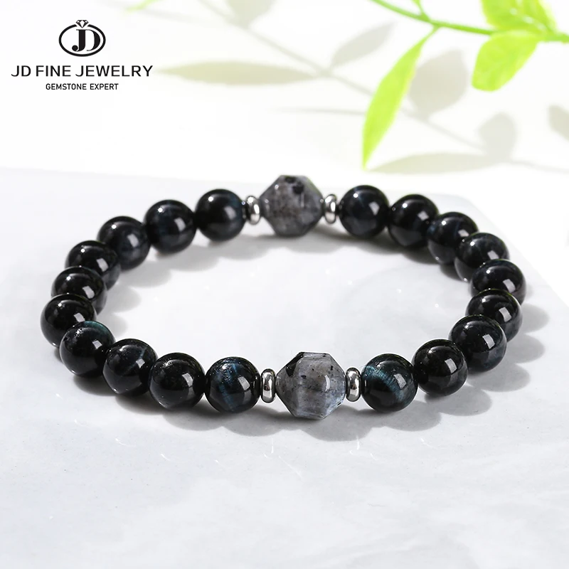JD Natural Stone Dark Blue Tiger Eyes Stone Black Spectrolite Strand Bracelet Women Men Simple Cool Healing Jewelry Couple Gift
JD Natural Stone Dark Blue Tiger Eyes Stone Black Spectrolite Strand Bracelet Women Men Simple Cool Healing Jewelry Couple Gift