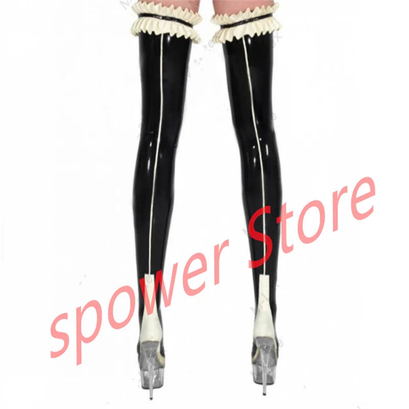 Latex Stockings Sexy Black with White Trims Tights Sexy Fetish Long Socks for Women Cosplay Costumes
Latex Stockings Sexy Black with White Trims Tights Sexy Fetish Long Socks for Women Cosplay Costumes