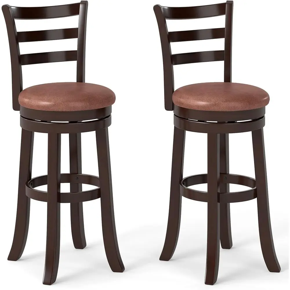 Set of 2 30 High Back Upholstered Counter Height Bar Stools with Faux Leather Seats and Solid Rubber Frame
Set of 2 30 High Back Upholstered Counter Height Bar Stools with Faux Leather Seats and Solid Rubber Frame