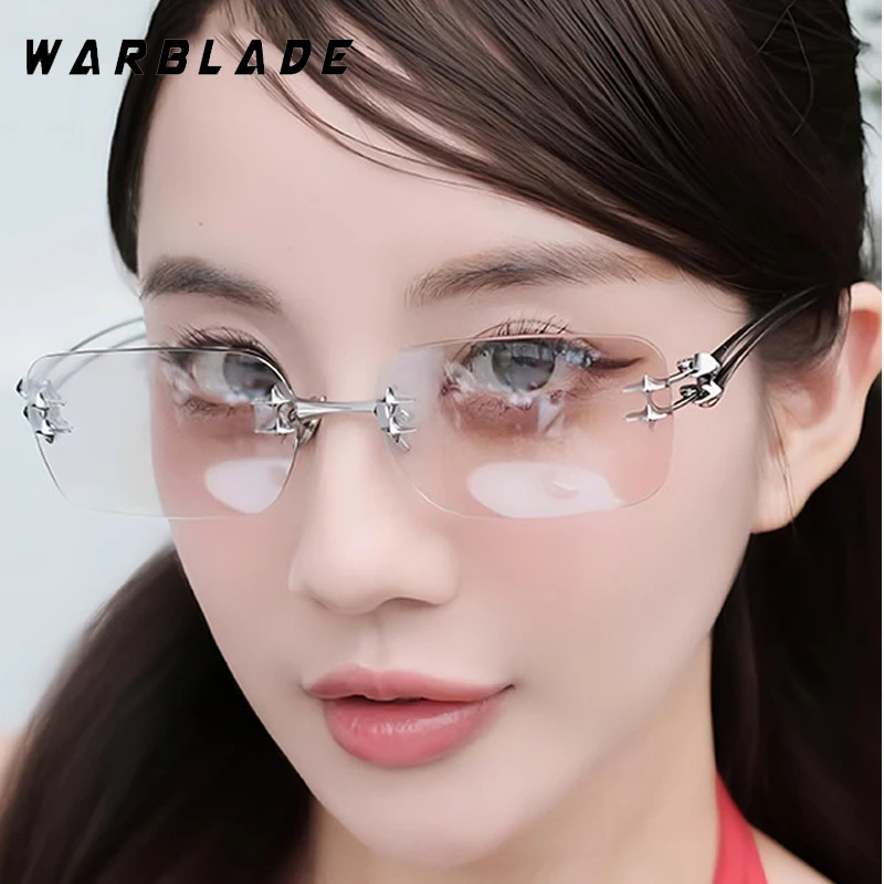 Luxury Design Star Metal Decoration Fashion Rimless Square Women's Sunglasses Punk Men Sunglass Street Snap Eyewear Female UV400
Luxury Design Star Metal Decoration Fashion Rimless Square Women's Sunglasses Punk Men Sunglass Street Snap Eyewear Female UV400