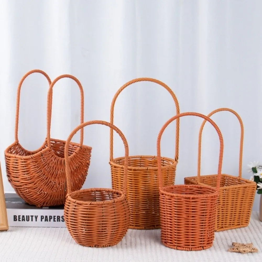 Willow Rattan Bride Flower Basket Hand-Woven with Handle Imitation Rattan Basket Picnic Container Picnic Weaving Basket
Willow Rattan Bride Flower Basket Hand-Woven with Handle Imitation Rattan Basket Picnic Container Picnic Weaving Basket