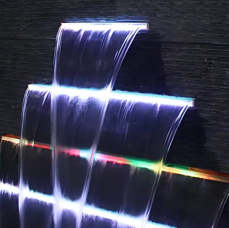 Acrylic Water Wall Blade Curtain Feature Sheer Descent Stainless Steel Fountain Cascade Outdoor Swimming Pool Waterfall
Acrylic Water Wall Blade Curtain Feature Sheer Descent Stainless Steel Fountain Cascade Outdoor Swimming Pool Waterfall