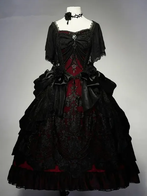 Burgundy Black Gothic Vampire Wedding Dresses Vintage victorian Lace Women Dress Short Sleeves Beading Corset Customized
Burgundy Black Gothic Vampire Wedding Dresses Vintage victorian Lace Women Dress Short Sleeves Beading Corset Customized