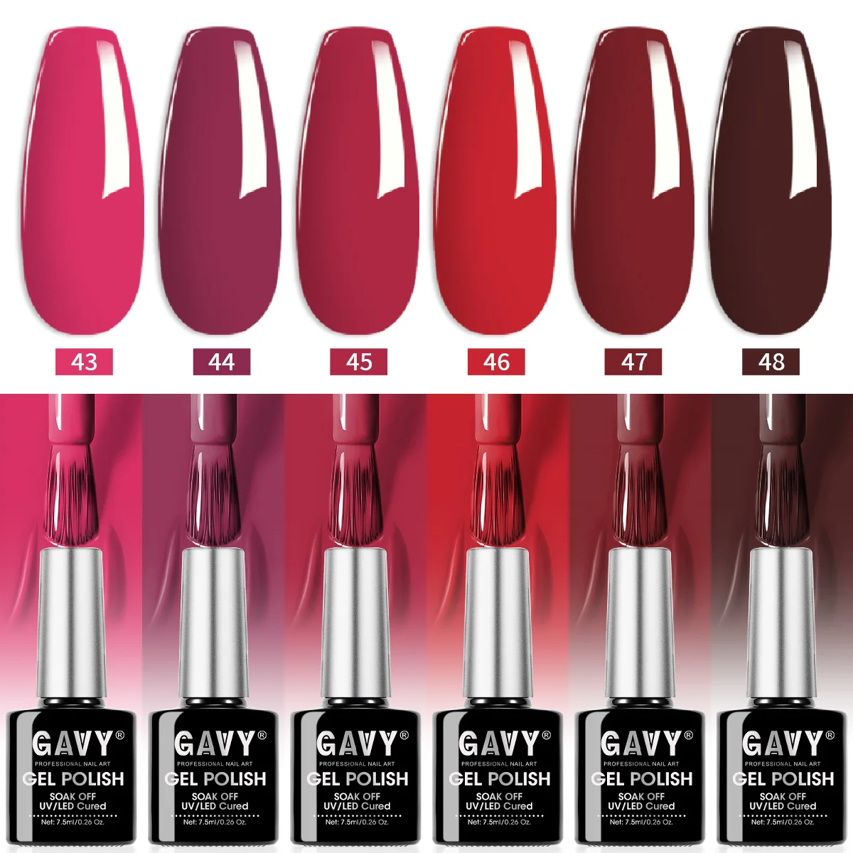 GAVY 6PCS Red Tone Gel Nail Polish Set - Pink Red Burgundy Wine Red UV/LED Gel Polish Kit, Soak Off Semi-Permanent Nail Art Mani
GAVY 6PCS Red Tone Gel Nail Polish Set - Pink Red Burgundy Wine Red UV/LED Gel Polish Kit, Soak Off Semi-Permanent Nail Art Mani