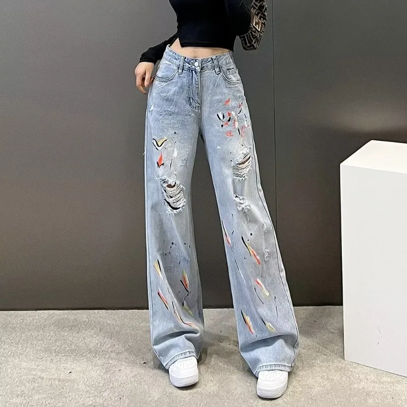 Women High Waist Wide Leg Jeans 2024 Summer Harajuku Streetwear Fashion Retro Loose Straight Denim Pants Female Hole Trousers
Women High Waist Wide Leg Jeans 2024 Summer Harajuku Streetwear Fashion Retro Loose Straight Denim Pants Female Hole Trousers