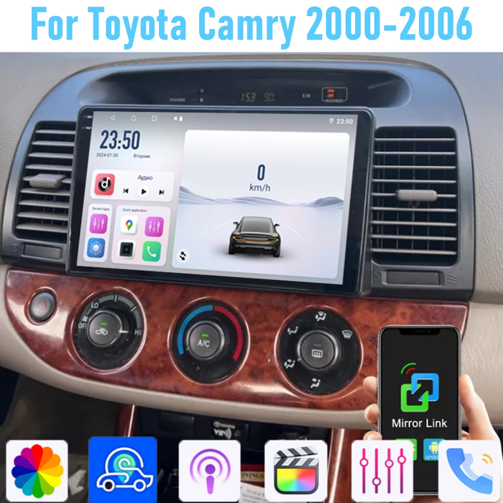 9'' For Toyota Camry 2000-2006 Car Radio Head Unit GPS Multimedia Carplay Android 15 Wireless Navigation Intelligent System BT
9'' For Toyota Camry 2000-2006 Car Radio Head Unit GPS Multimedia Carplay Android 15 Wireless Navigation Intelligent System BT