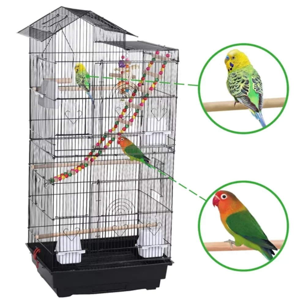 39" Metal Bird Cage with Perches and Toys, Durable and Strong, Sturdy,Heavy-Duty,Safe
39" Metal Bird Cage with Perches and Toys, Durable and Strong, Sturdy,Heavy-Duty,Safe