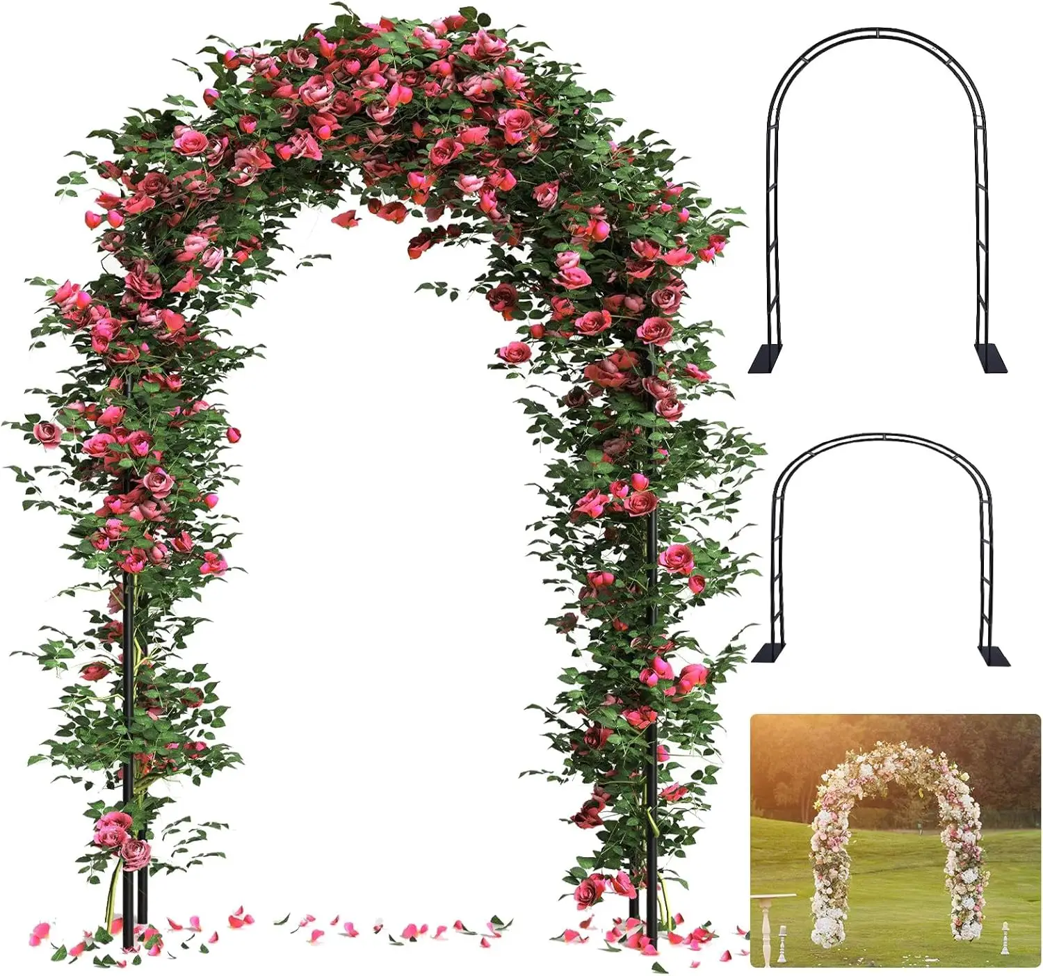 Thickened Rustproof Garden Arch, Wedding Arch- 4.6 * 7.8 or 6.4 * 7.5Ft, Easy to Assemble, Long Lasting and Durable
Thickened Rustproof Garden Arch, Wedding Arch- 4.6 * 7.8 or 6.4 * 7.5Ft, Easy to Assemble, Long Lasting and Durable