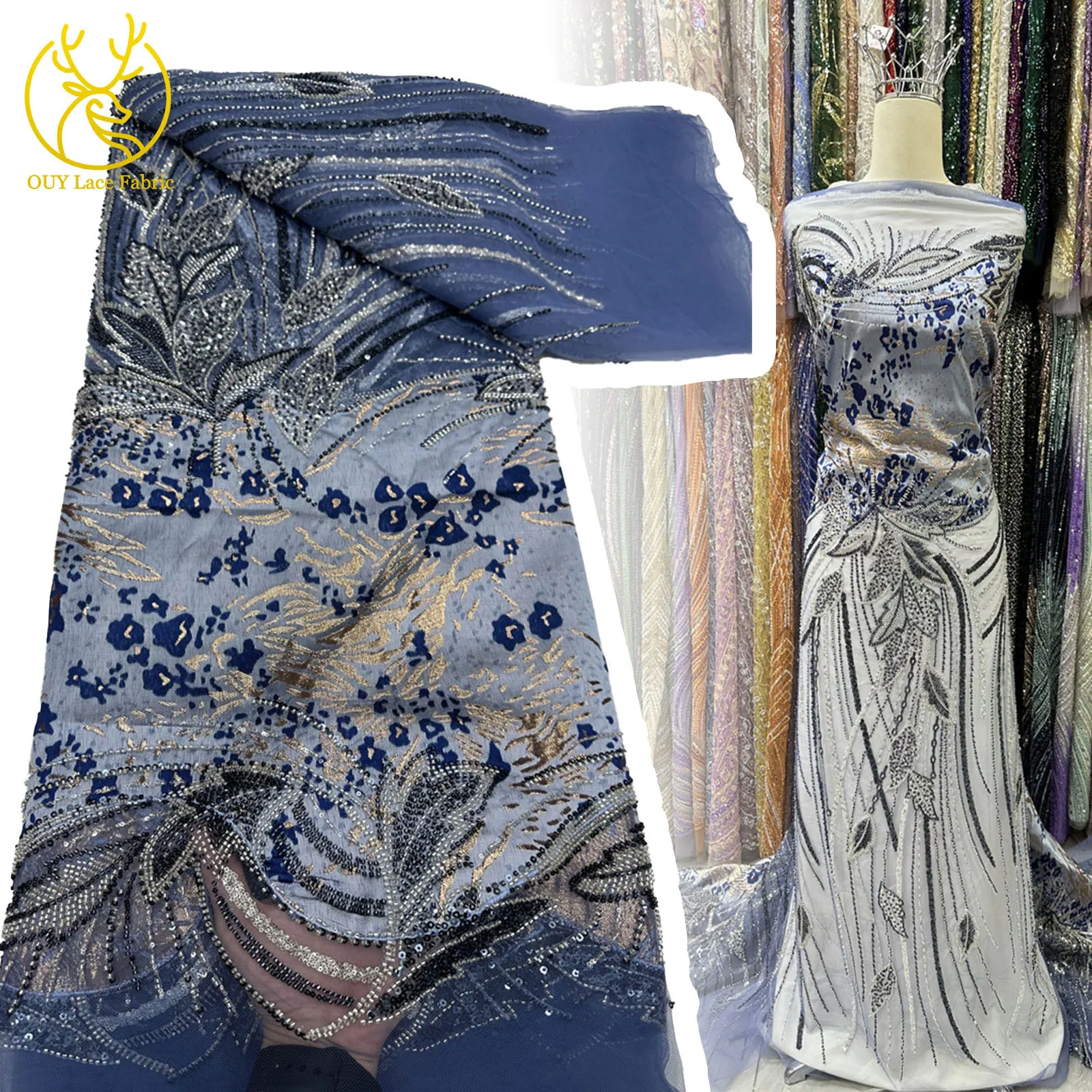 Nigeria New Dress Beaded Mesh 2025 High Quality French Sequins African Bridal Mesh Fabric for Luxury Wedding Party Evening Gowns
Nigeria New Dress Beaded Mesh 2025 High Quality French Sequins African Bridal Mesh Fabric for Luxury Wedding Party Evening Gowns
