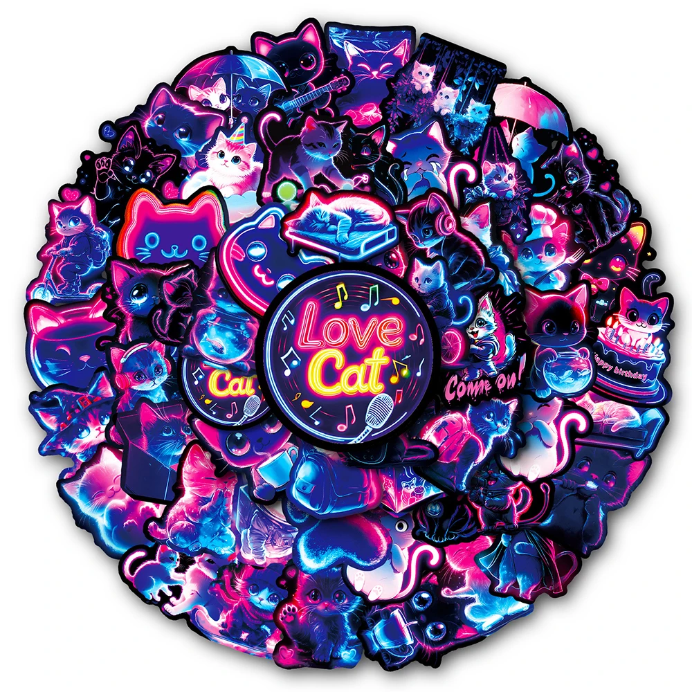 10/30/50pcs Purple Neon Style Cat Cartoon Stickers Cute Animal Graffiti Decals DIY Notebook Phone Laptop Decoration Sticker Toys
10/30/50pcs Purple Neon Style Cat Cartoon Stickers Cute Animal Graffiti Decals DIY Notebook Phone Laptop Decoration Sticker Toys