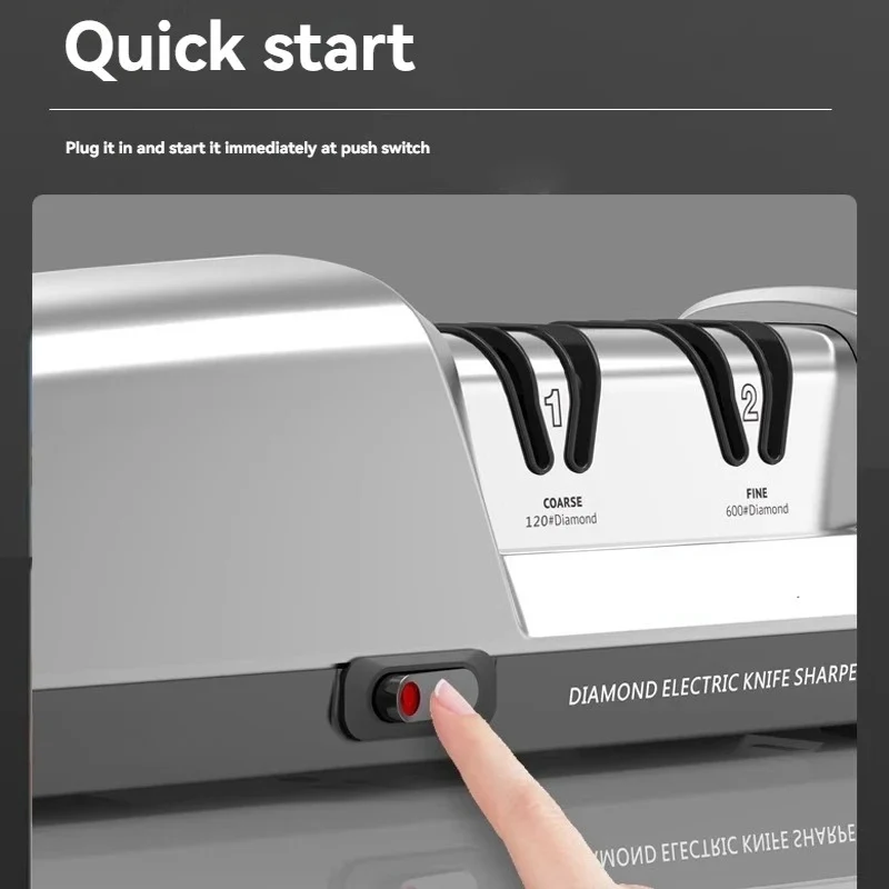 Multifunctional kitchen knife sharpener, electric sharpener, fast sharpening tool for kitchen knives and scissors.
Multifunctional kitchen knife sharpener, electric sharpener, fast sharpening tool for kitchen knives and scissors.
