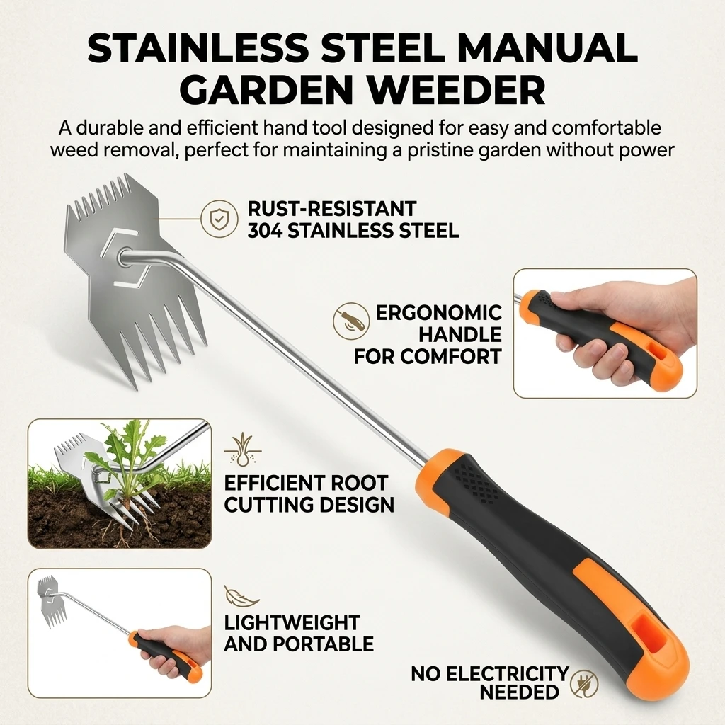 Stainless Steel Manual Weeder Garden Hand Rake Farm Tool for Weed Removal Garden Weeding Tool
Stainless Steel Manual Weeder Garden Hand Rake Farm Tool for Weed Removal Garden Weeding Tool