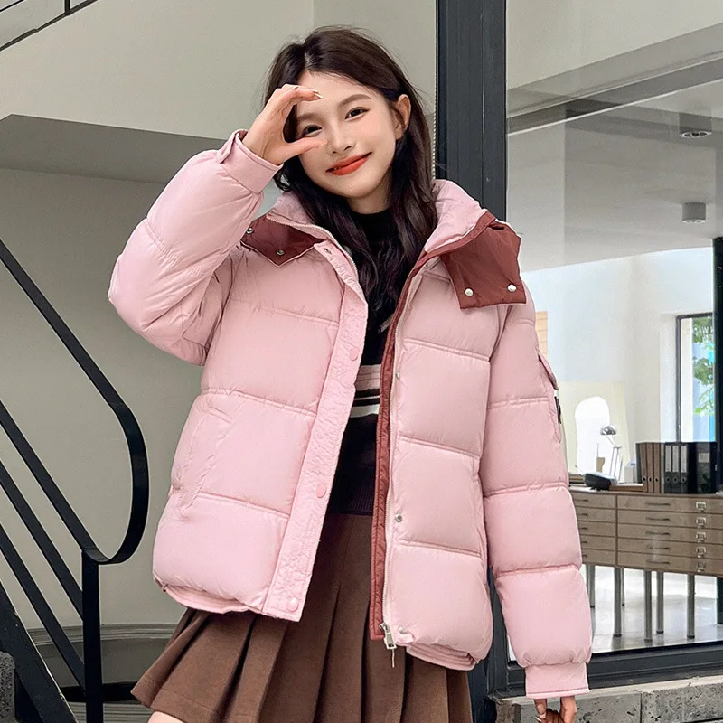 Korean-Style Winter Female's Coat Color Blocked Single Breasted Hood Padded Coat For Lady Windproof Heavyweight Women's Jacket
Korean-Style Winter Female's Coat Color Blocked Single Breasted Hood Padded Coat For Lady Windproof Heavyweight Women's Jacket