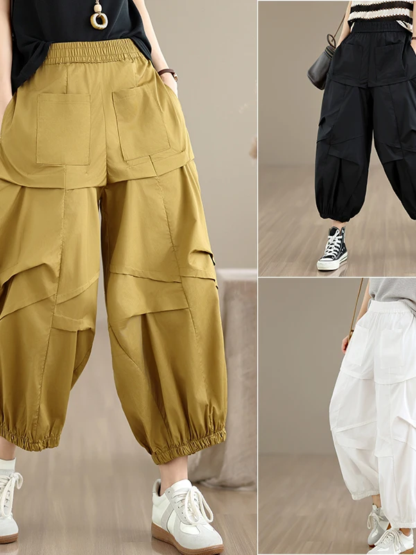Casual Trousers Women's Loose Fit Harlan Pants Summer New Style Vintage Slimming Pleated Multi-Pocket Pure Color Asymmetrical
Casual Trousers Women's Loose Fit Harlan Pants Summer New Style Vintage Slimming Pleated Multi-Pocket Pure Color Asymmetrical