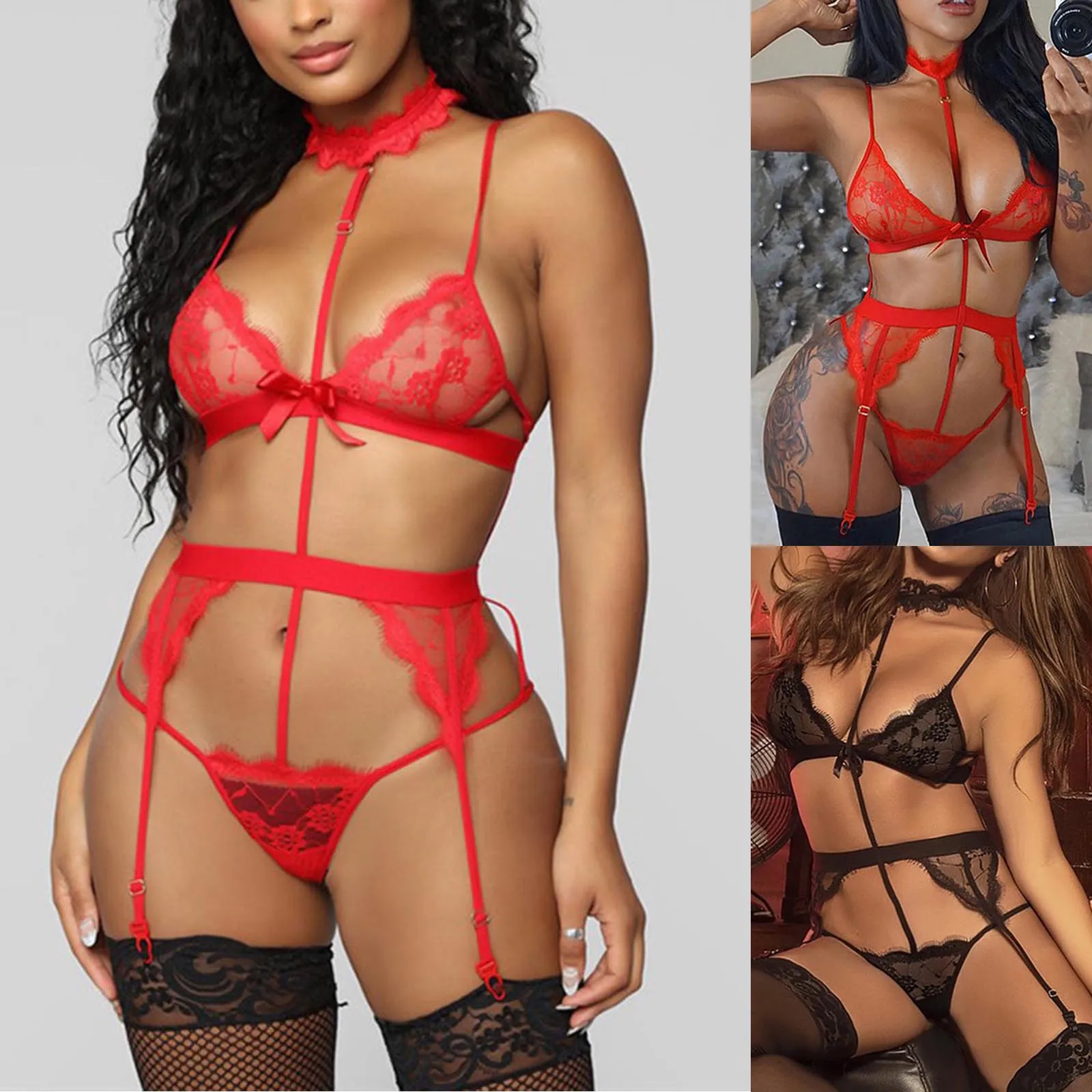 Lingerie with Stockings Women Sexy Fashion Lace Lingerie Underwear Sleepwear Bodysuit Jumpsuit See Thru Lingerie Dress
Lingerie with Stockings Women Sexy Fashion Lace Lingerie Underwear Sleepwear Bodysuit Jumpsuit See Thru Lingerie Dress
