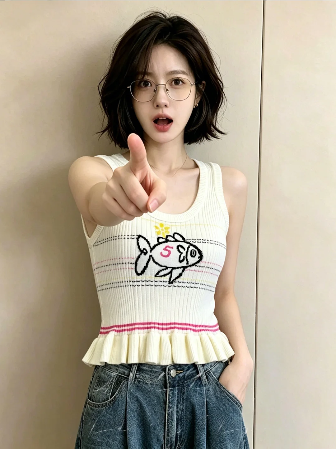 Korean Style Cartoon Pattern Ruffle Knitted Crop Top Women's Slim Fit Sexy Summer Fashion Casual Style Breathable Skin-F...
Korean Style Cartoon Pattern Ruffle Knitted Crop Top Women's Slim Fit Sexy Summer Fashion Casual Style Breathable Skin-F...
