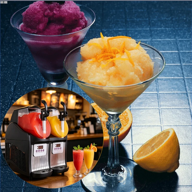 110V/220V Double Tank Smoothie Slush Machine Ice Cream Machine 300W Snow Melting Machine Commercial Smoothie Granita Machine
110V/220V Double Tank Smoothie Slush Machine Ice Cream Machine 300W Snow Melting Machine Commercial Smoothie Granita Machine