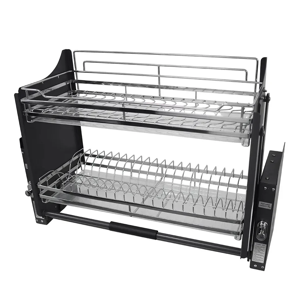 Hanging Cabinet Lifting Basket 304 Stainless Steel Kitchen Cabinet Storage Ni Buffer Upper and Lower Double-layer Dish Basket 
Hanging Cabinet Lifting Basket 304 Stainless Steel Kitchen Cabinet Storage Ni Buffer Upper and Lower Double-layer Dish Basket