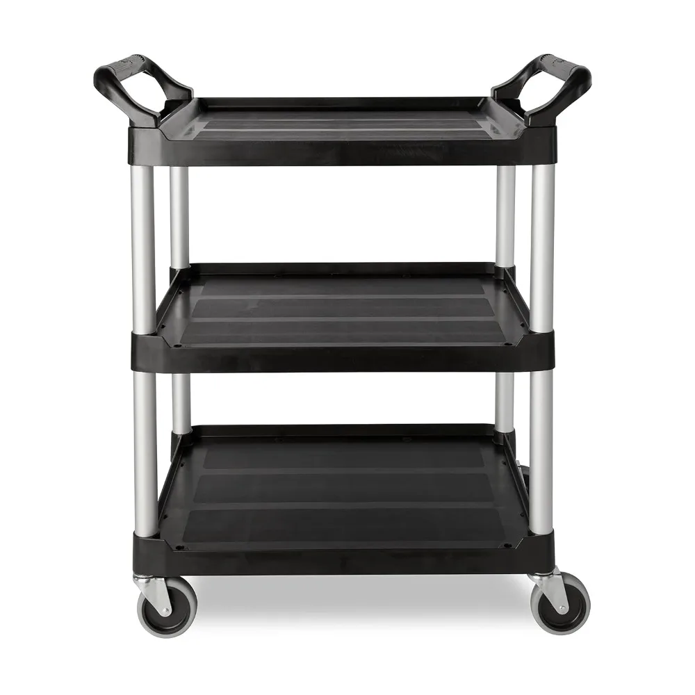 Commercial Products Heavy Duty 3-Shelf Rolling Service/Utility/Push Cart, 200 lbs. Capacity, Black, for Foodservice/Restaurant/
Commercial Products Heavy Duty 3-Shelf Rolling Service/Utility/Push Cart, 200 lbs. Capacity, Black, for Foodservice/Restaurant/
