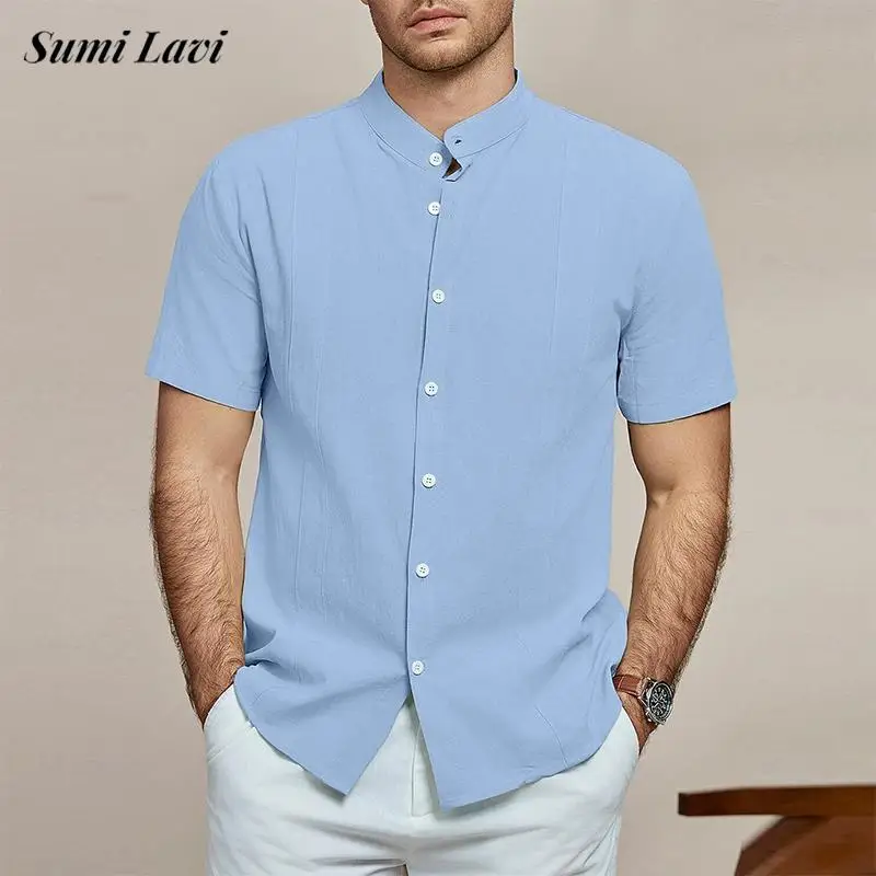 Classic Stand Collar Button-up Mens Shirts Summer Breathable Short Sleeve Casual Shirt For Men Fashion Solid Color Cardigan Tops
Classic Stand Collar Button-up Mens Shirts Summer Breathable Short Sleeve Casual Shirt For Men Fashion Solid Color Cardigan Tops