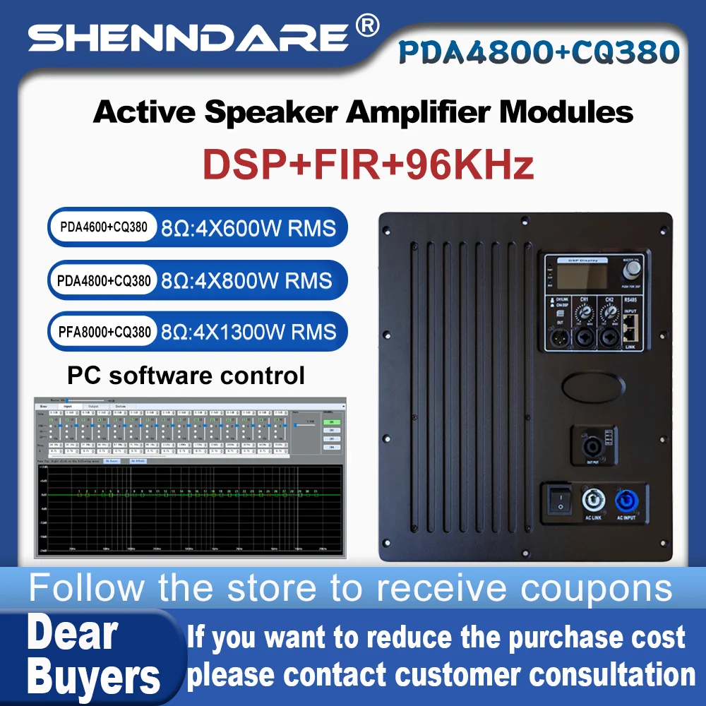 SenMicre PDA4800+CQ380 Professional Power Amplifier 4x800W 4-Ch DSP Active Speaker Amplifier Module Subwoofer Amplifier Board
SenMicre PDA4800+CQ380 Professional Power Amplifier 4x800W 4-Ch DSP Active Speaker Amplifier Module Subwoofer Amplifier Board