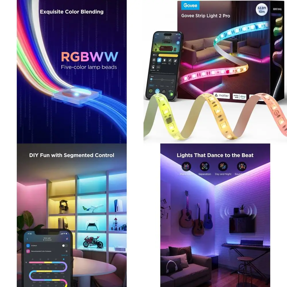 Совместимые с Matter Wi-Fi светодиодные ленты длиной 10 м для спальни, шкафа, вечеринок, телевизора и игрового стола, умный декор для дома с поддержкой Alexa
Совместимые с Matter Wi-Fi светодиодные ленты длиной 10 м для спальни, шкафа, вечеринок, телевизора и игрового стола, умный декор для дома с поддержкой Alexa