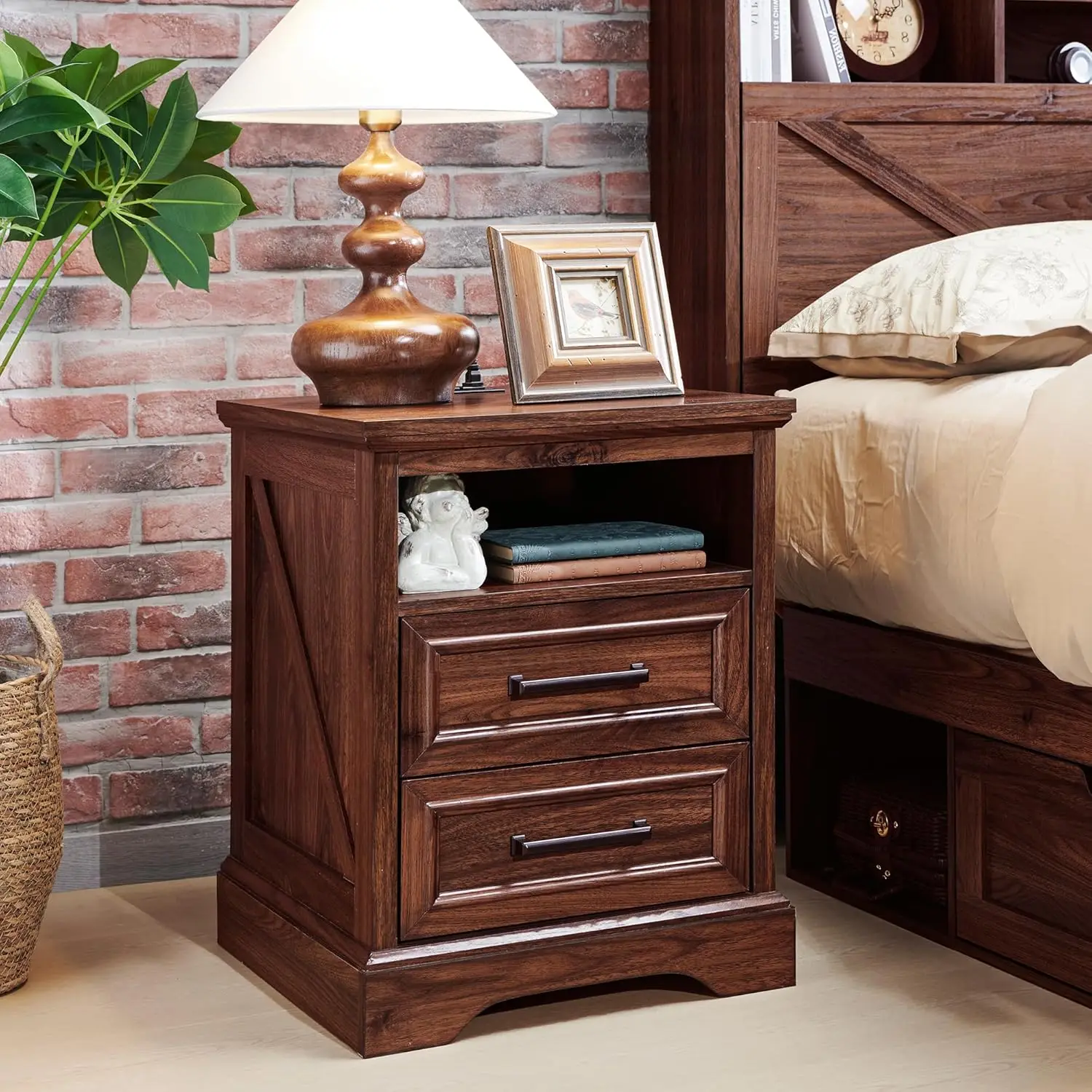 18" Farmhouse Nightstand Charging Station 2 Drawers Storage Side Bedside Cabinet Bedroom Living Room Brown, Customized
18" Farmhouse Nightstand Charging Station 2 Drawers Storage Side Bedside Cabinet Bedroom Living Room Brown, Customized