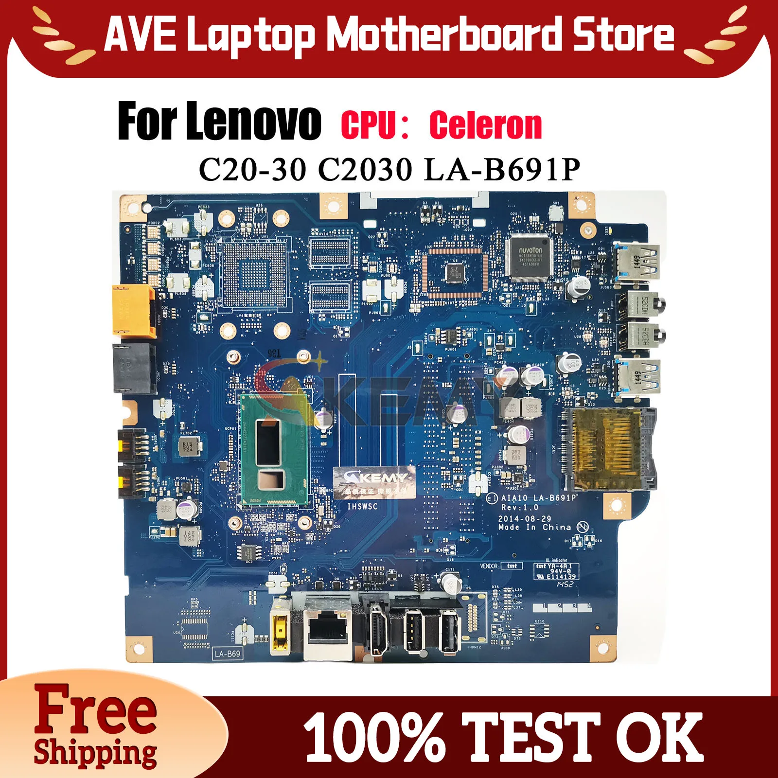 LA-B691P For Lenovo C20-30 AIO Motherboard with 3558U CPU 100% Fully Tested
LA-B691P For Lenovo C20-30 AIO Motherboard with 3558U CPU 100% Fully Tested