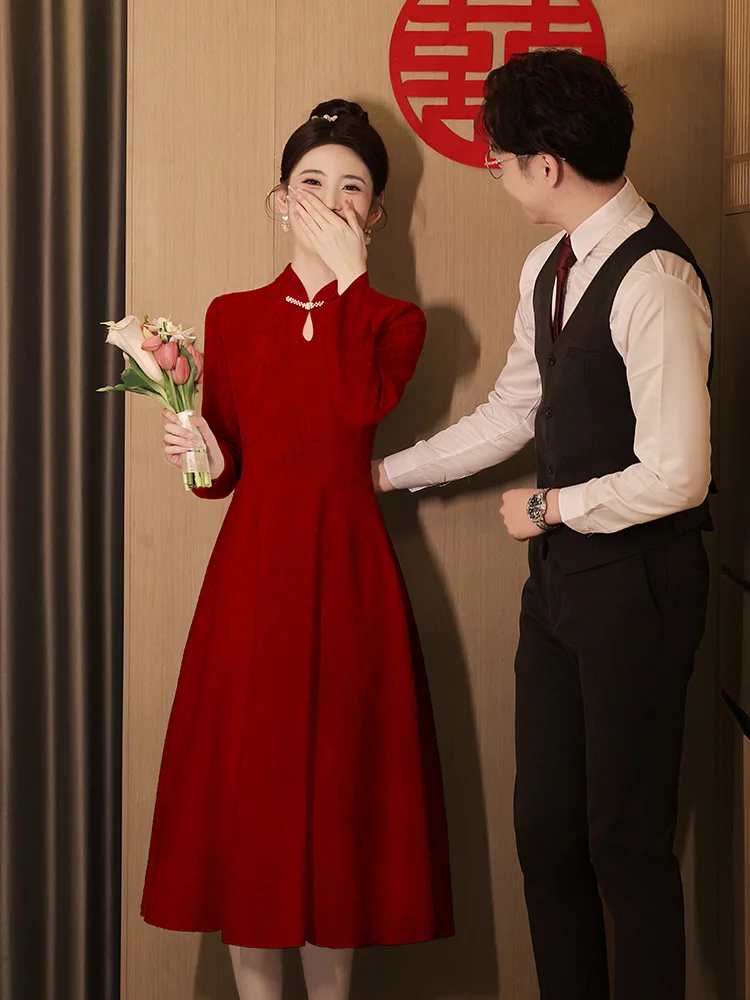 Young Sle Long Sve Red Wedding Dr for Small Brides Traditional Chinese Wedding Ceremony And Wedding Reception
Young Sle Long Sve Red Wedding Dr for Small Brides Traditional Chinese Wedding Ceremony And Wedding Reception