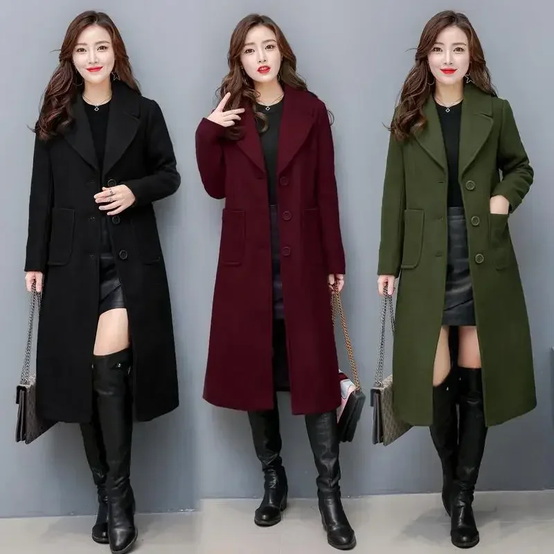 Womens Trench Autumn and Winter New Fashion Long Over Knee Woolen Coat Slim Fit Long Womens Windbreaker Coat
Womens Trench Autumn and Winter New Fashion Long Over Knee Woolen Coat Slim Fit Long Womens Windbreaker Coat