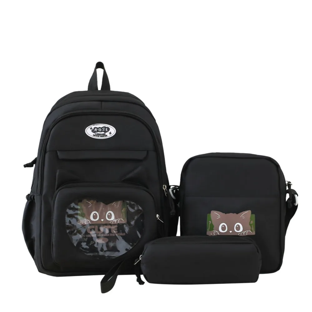 3pcs/set Nylon Transparent School Backpack Large Capacity Waterproof Cute Cat School Bag Set Casual Solid Color Students Ita-bag
3pcs/set Nylon Transparent School Backpack Large Capacity Waterproof Cute Cat School Bag Set Casual Solid Color Students Ita-bag
