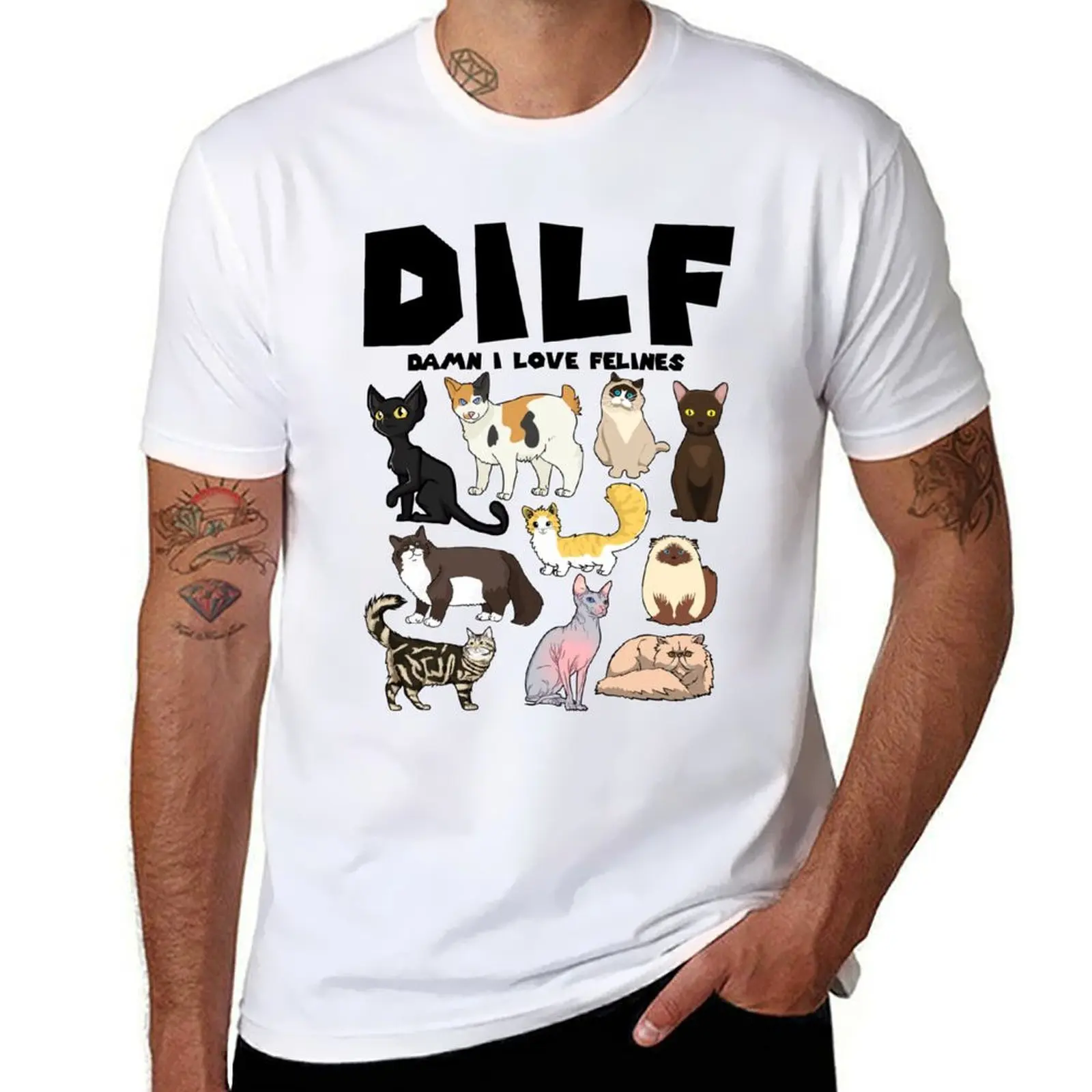 Felines Cat DILF Damn I Love Felines T-Shirt t shirt custom print t shirt man cotton T-Shirt
Felines Cat DILF Damn I Love Felines T-Shirt t shirt custom print t shirt man cotton T-Shirt