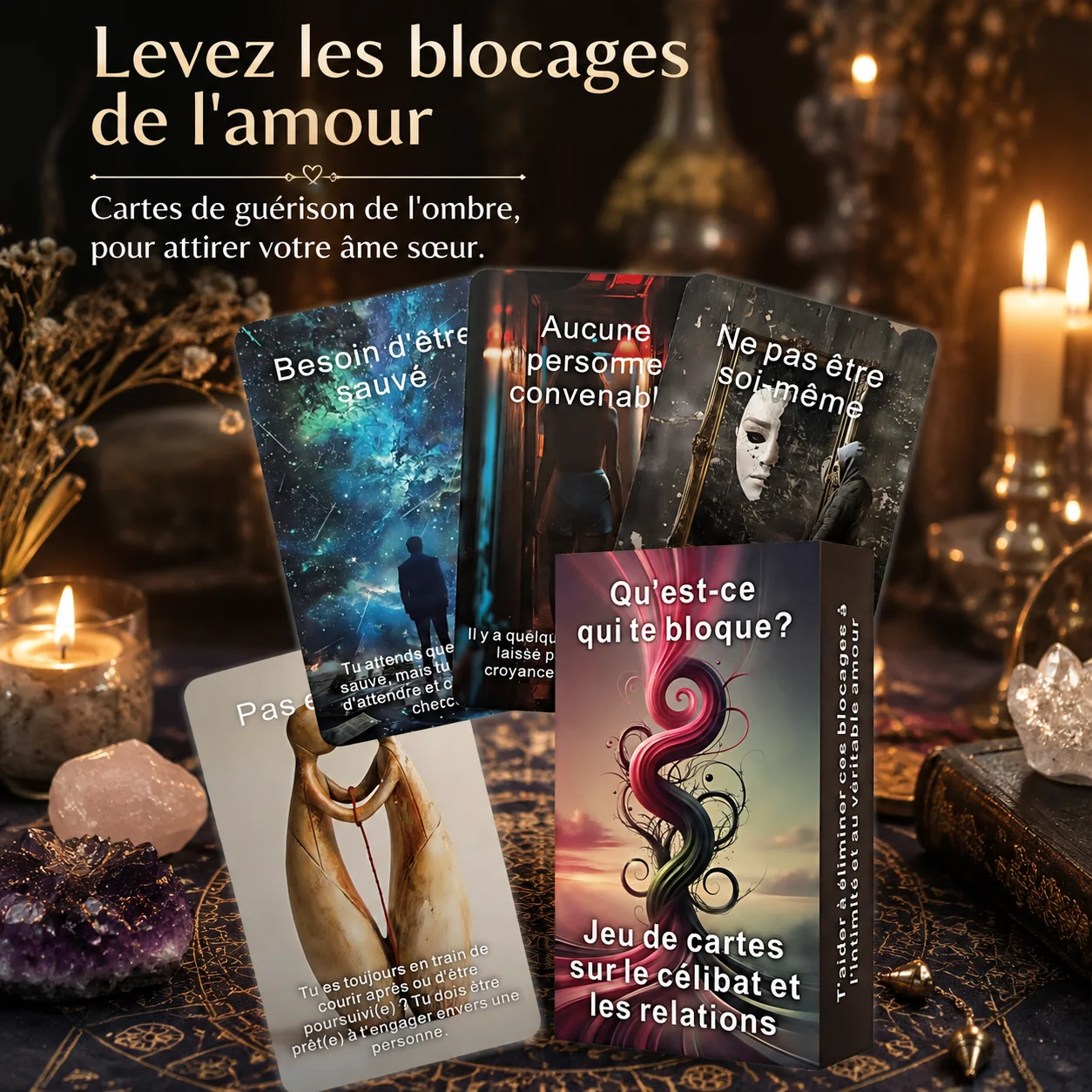 French Singles Relationship Card Game, 80 Tarot Cards, Divination, Clear True Love Obstacles, Self-Growth, Find Soul Mate
French Singles Relationship Card Game, 80 Tarot Cards, Divination, Clear True Love Obstacles, Self-Growth, Find Soul Mate