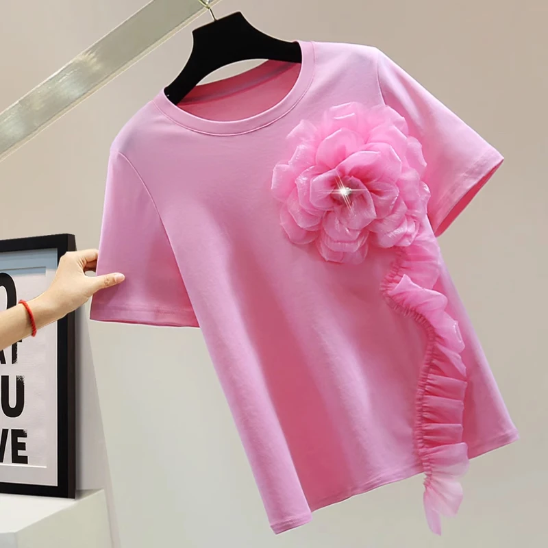 OCEANLOVE 3D Flowers T Shirt for Women Spring Summer Ruffles Solid Sweet Ropa De Mujer Korean Fashion Retro O Neck T-shirts
OCEANLOVE 3D Flowers T Shirt for Women Spring Summer Ruffles Solid Sweet Ropa De Mujer Korean Fashion Retro O Neck T-shirts