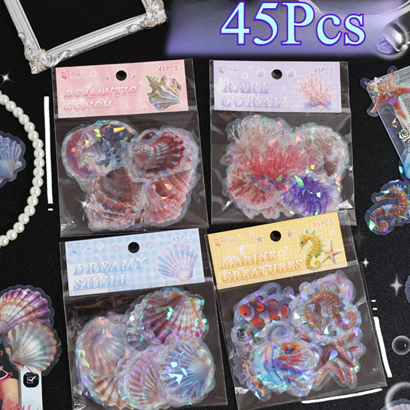45pcs Ocean World PET Laser Shell Stickers Handbill material Collage Cute handbill stickers
45pcs Ocean World PET Laser Shell Stickers Handbill material Collage Cute handbill stickers