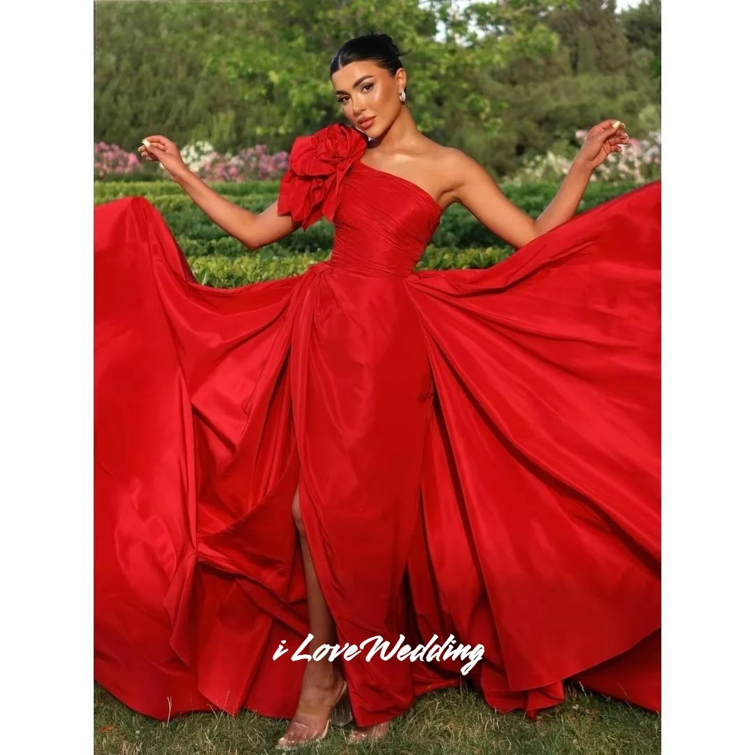 Red 3D Flowers Prom Dress One-Shoulder Sleeveless A-Line Side Split Backless Floor-Length vestidos de festa Pleated Customized
Red 3D Flowers Prom Dress One-Shoulder Sleeveless A-Line Side Split Backless Floor-Length vestidos de festa Pleated Customized