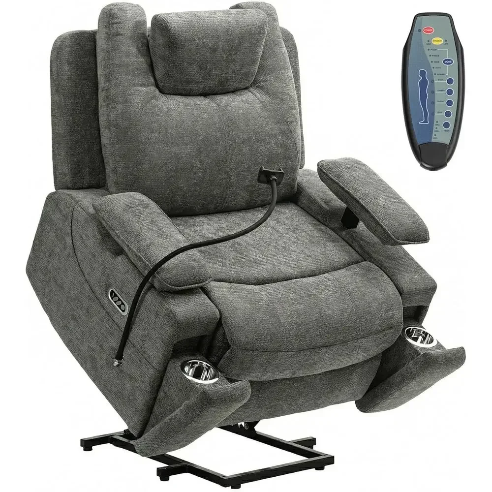 Heavy Duty Oversized Dual Motor Recliner with Zero-Gravity and 4D Armrests, 350lbs Capacity, Gray
Heavy Duty Oversized Dual Motor Recliner with Zero-Gravity and 4D Armrests, 350lbs Capacity, Gray