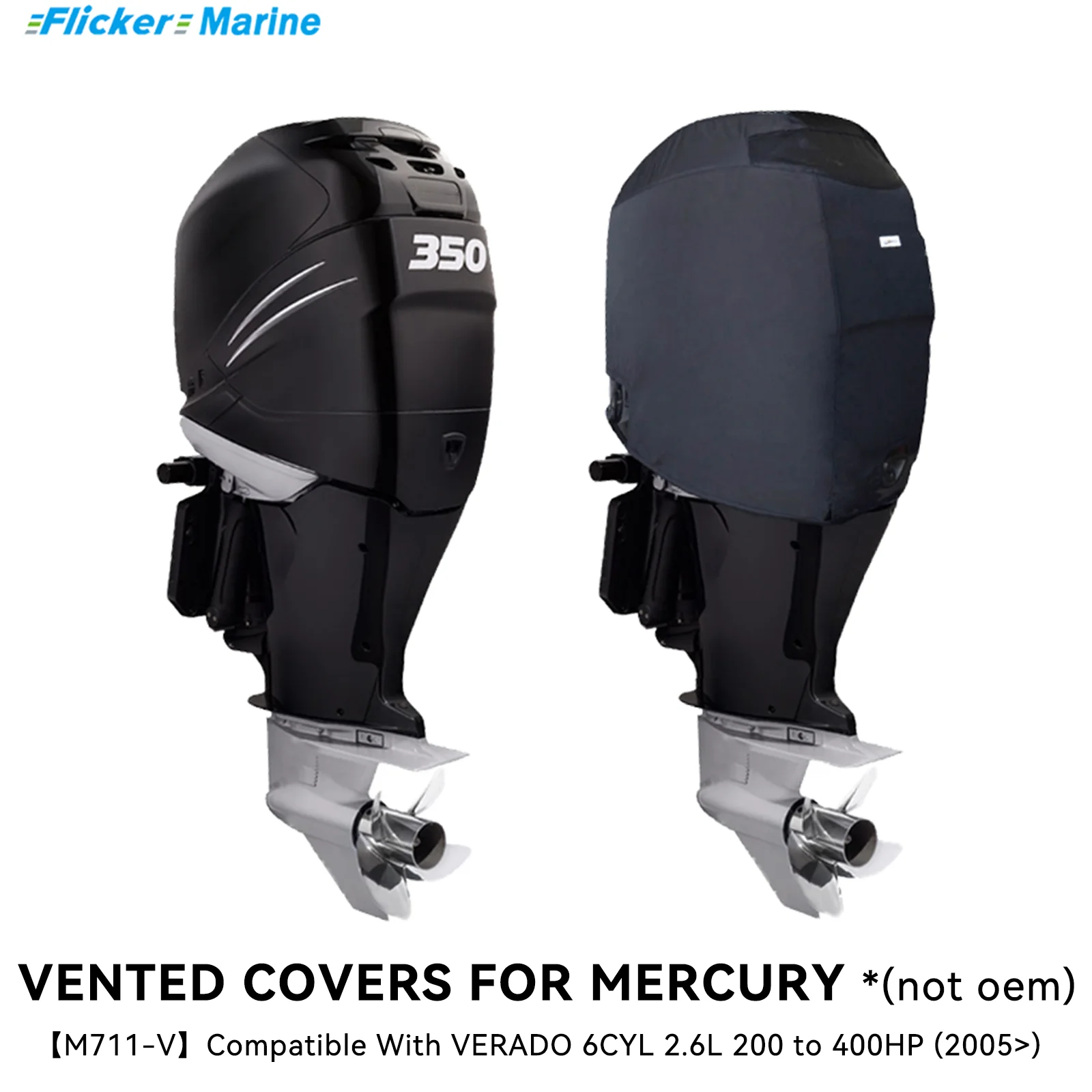 Flicker Vented Outboard Cover Compatible with Mercury 200–400HP, Reinforced Marine Canvas, Secure Fit, All-Season, Waterproof
Flicker Vented Outboard Cover Compatible with Mercury 200–400HP, Reinforced Marine Canvas, Secure Fit, All-Season, Waterproof