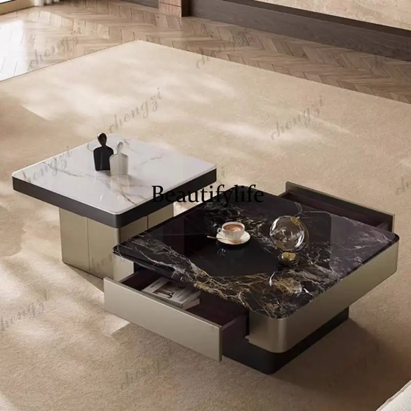 Brauner quadratischer Couchtisch, unregelmäßiger Designer-Couchtisch mit nordischer Aufbewahrung, Marmor-Mitte, Flur, Meuble
Brauner quadratischer Couchtisch, unregelmäßiger Designer-Couchtisch mit nordischer Aufbewahrung, Marmor-Mitte, Flur, Meuble