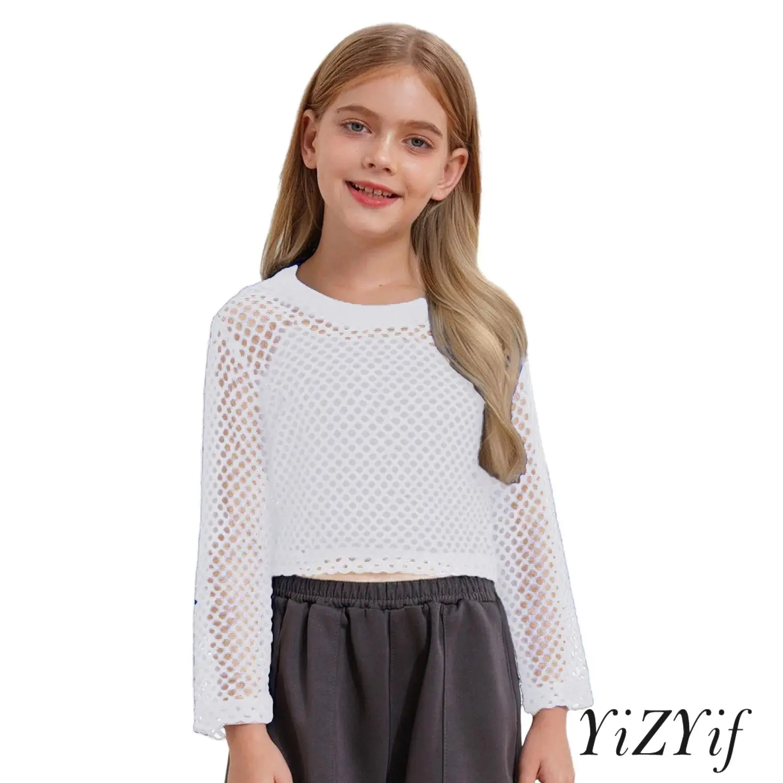 Fishnet Crop Top for Kids Girls Hollow Out See Through Style Long Sleeve Top Hip Hop Street Dance Clothes Jazz Dance Shirt Top
Fishnet Crop Top for Kids Girls Hollow Out See Through Style Long Sleeve Top Hip Hop Street Dance Clothes Jazz Dance Shirt Top